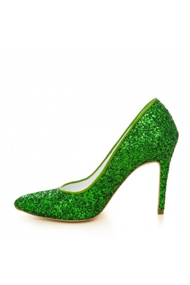 Pantofi cu toc CONDUR by alexandru 1422-glitter verde