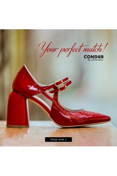 Pantofi cu toc CONDUR by alexandru 1808 lac rosu