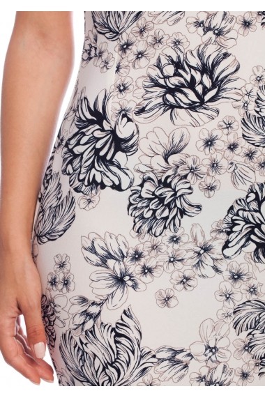 Rochie de zi AD-Fashion alba cu imprimeu floral negru ADF-R111i8391