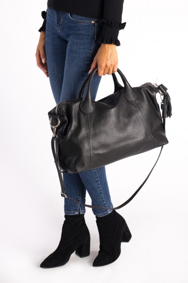 Geanta piele naturala VICTORIA DOLLARO BLACK NEGRU