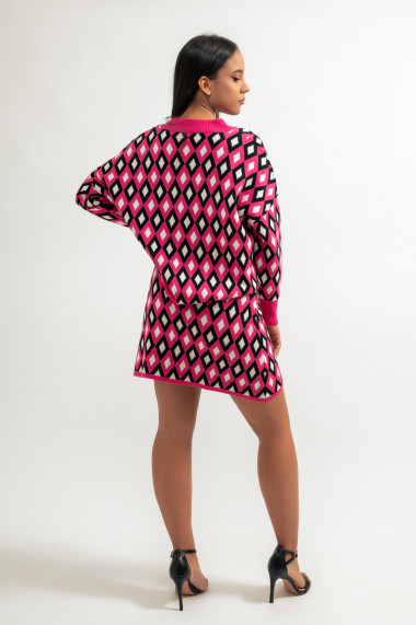 Pulover de dama Amavi, tricotat, cu print, rosu