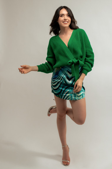 Cardigan de dama Amavi, model petrecut, verde