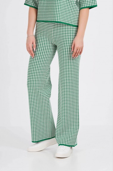 Pantaloni Amavii din tricot cu print Alb