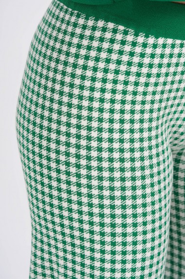 Pantaloni Amavii din tricot cu print Alb