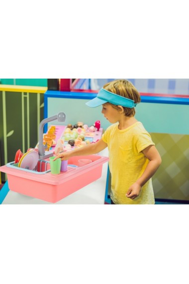 Chiuveta de bucatarie MalPlay pentru copii cu accesorii Roz