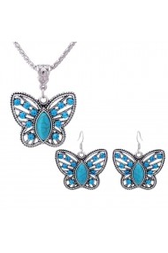 Set cercei si colier argintiu Cute Butterfly APT for YOU