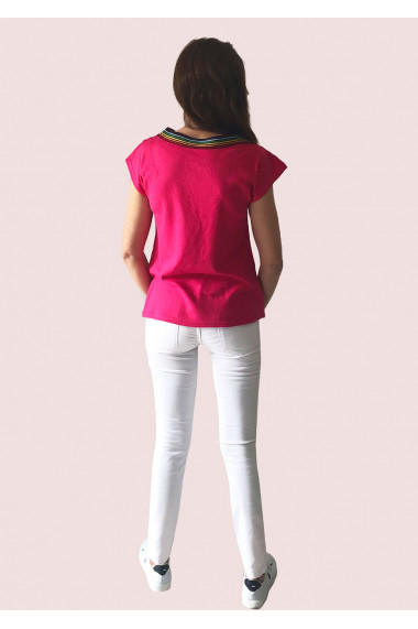 Tricou roz cu maneca scurta