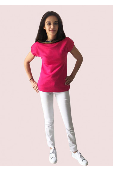 Tricou roz cu maneca scurta