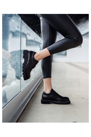 Pantofi dama piele naturala neagra Casual Chic