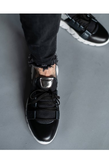 Adidasi barbati din piele naturala neagra Bigiotto's Shoes