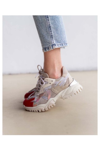 Sneakers fashion din piele naturala bej bej