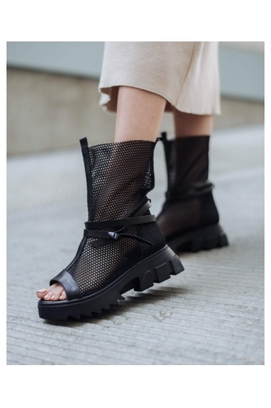 Sandale fara toc Bigiottos Shoes din material textil, Negru