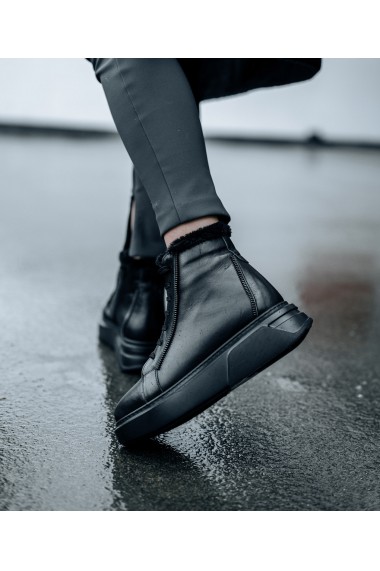 Ghete imblanite Bigiottos Shoes din piele naturala neagra