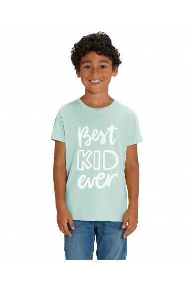 Tricou BEST KID pentru copii, 100% Bumbac Organic, Aqua Blue,O507MTCB