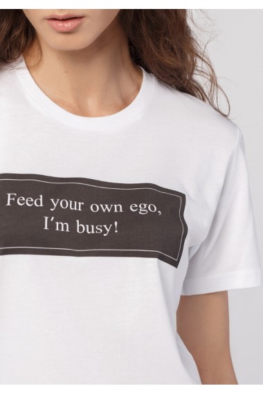 Tricou Feed Your Own Ego, Bumbac Premium, Alb, O710TC