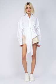 Camasa Bluzat minimalista cu esarfe Alba
