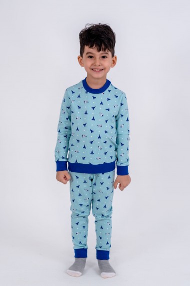 Pijama baieti Brumy-Kids bleu, cu imprimeu