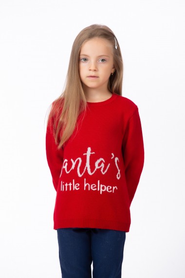 Pulover rosu Santa`s little helper, BE YOU