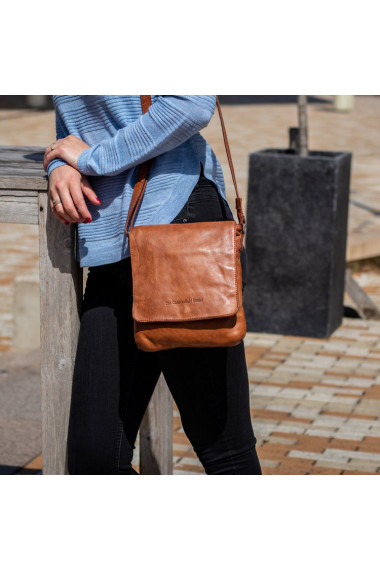 Geanta unisex din piele naturala,The Chesterfield Brand, Calais, Maro coniac