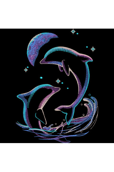 Tricou Brodat - Delfini Moonlight