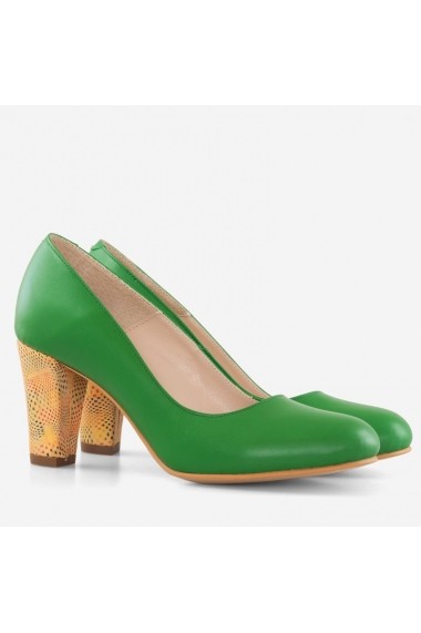 Pantofi comozi din piele naturala verde April   Dianemarie M832 verde geometrie