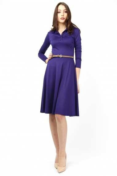 Rochie tip polo din jerse - Violet Chic - Sweet Rose of Mine mov inchis, indigo DUO-SR011VC
