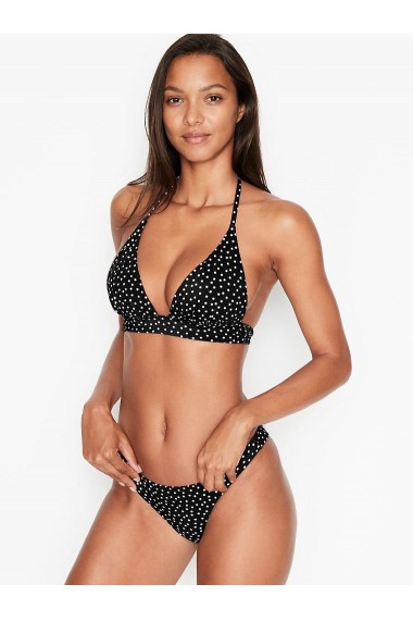 Sutien costum de baie Victoria`s Secret, Havana Push-Up Halter Swim Top, Negru
