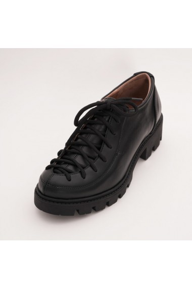 Pantofi piele naturala, Fashion Loft cu siret culoarea neagra
