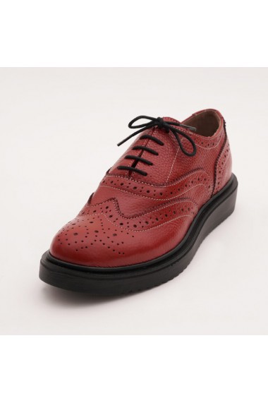 Pantofi casual din piele naturala Fashion Loft cu siret bordo