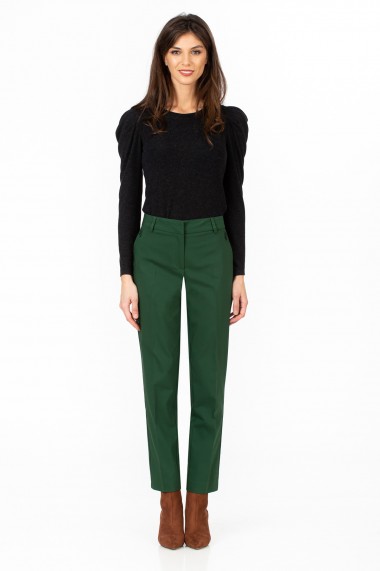 Pantaloni drepti Sense bumbac Connie verde