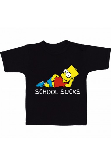 Tricou School sucks - Simpsons negru