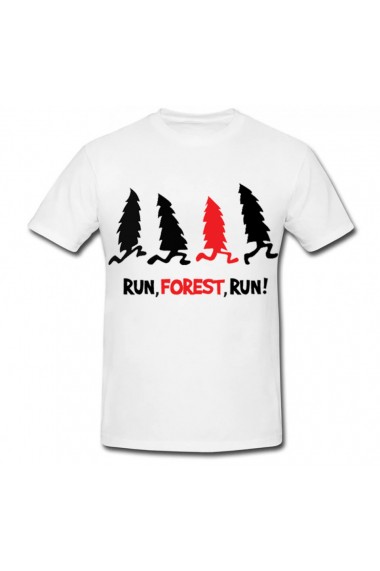 Tricou Run, forest, run! alb