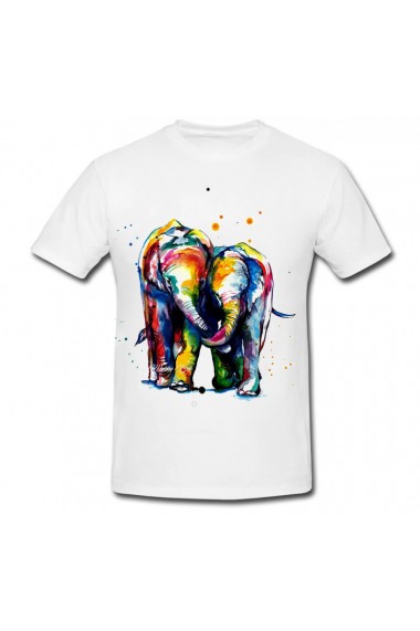 Tricou Elephants canvas alb