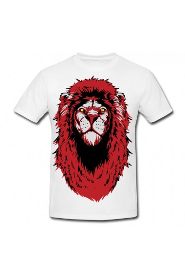 Tricou Red and black lion alb