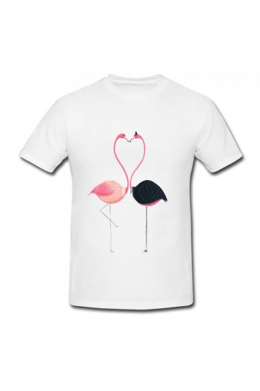 Tricou Flamingo inima alb