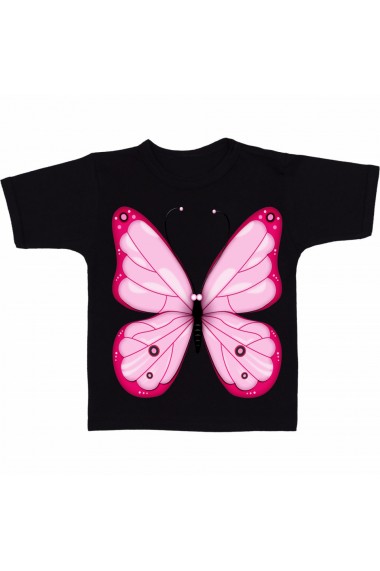 Tricou Butterfly scrapelement pink negru