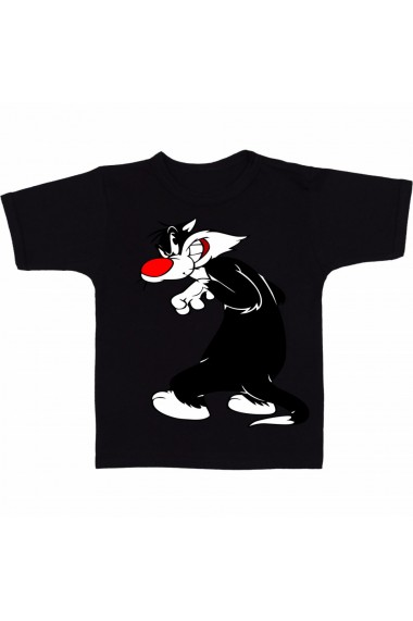 Tricou Sylvester cat cartoon negru