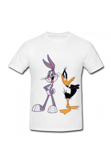 Tricou Bugs Bunny & Daffy alb