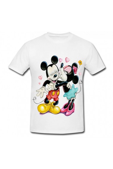 Tricou Minnie Mouse kiss Mickey Mouse - kiss alb