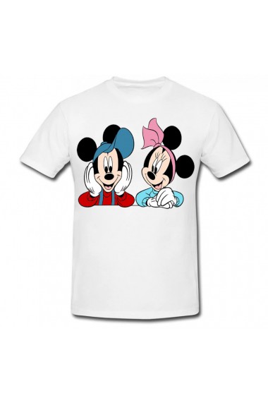 Tricou Mickey Mouse and Minnie Mouse - elevi alb