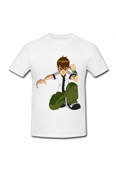 Tricou Ben 10 drawing with colour alb