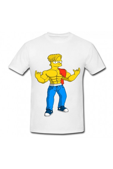 Tricou Bart Simpson muscle alb