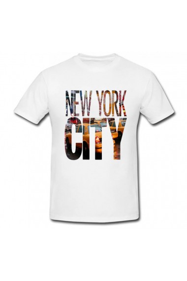 Tricou New York City, text alb