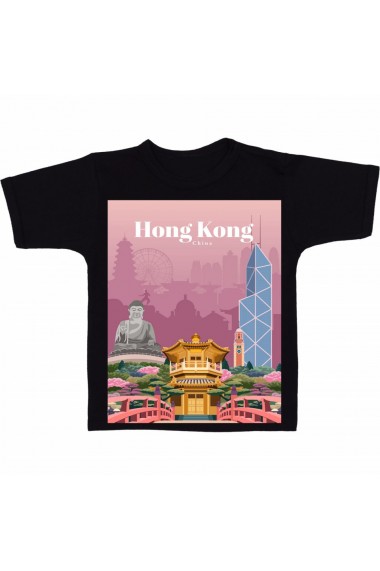 Tricou Hong Kong, China negru
