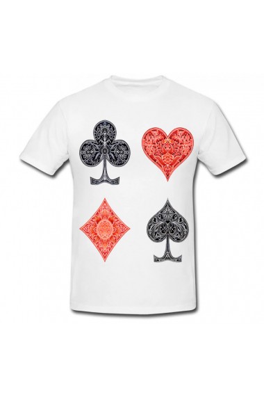 Tricou Colors playing cards alb