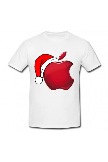 Tricou Apple logo Christmas alb