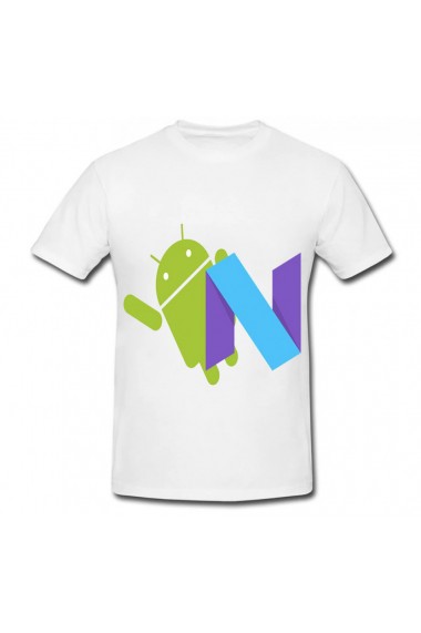 Tricou Android Nougat logo alb