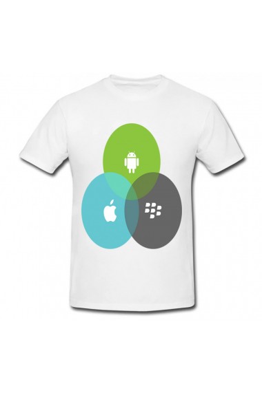 Tricou Android, Apple and Blackberry alb