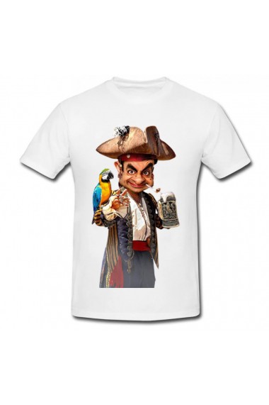 Tricou Mr Bean pirat alb