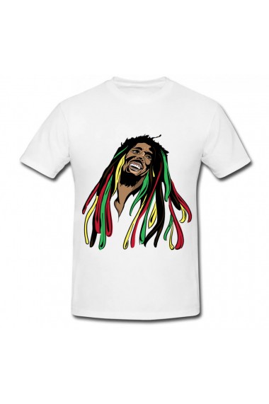 Tricou Bob Marley cartoon alb